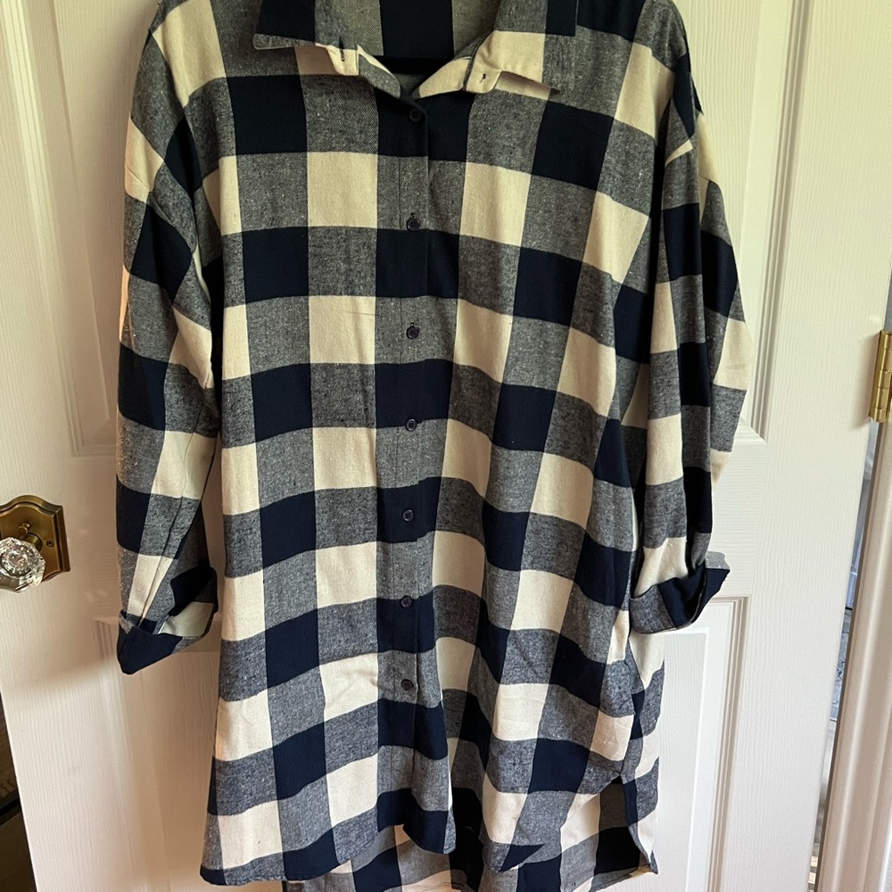 Anthropologie flannel dress in blue and white plaid